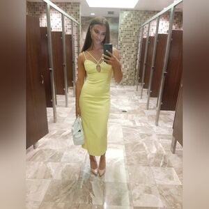 Bardot Yellow Strappy Keyhole Midi Dress